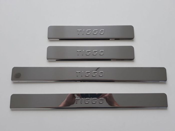 Door sills Chery Tiggo 7 Pro from 2020 to 2022, set of 4 pcs., stainless steel steel, 3M tape, Lider