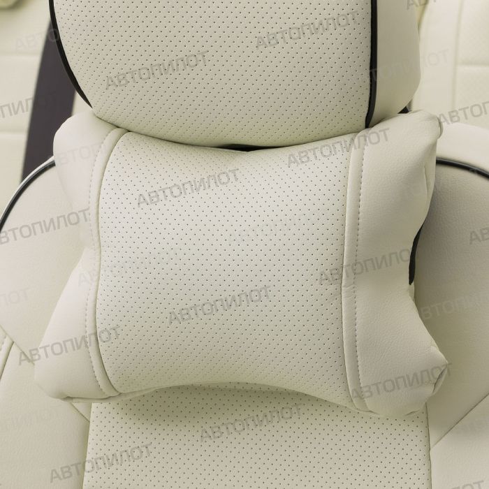 Seat covers Lada Vesta from 2015 to 2022, sedan, station wagon, cross, pattern Stitching, eco-leather, white, Autopilot