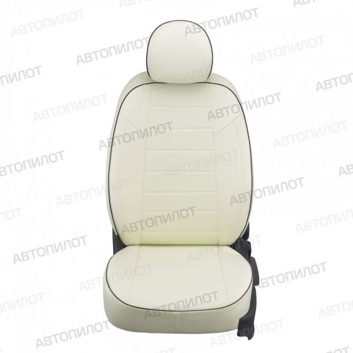 Seat covers Lada Vesta from 2015 to 2022, sedan, station wagon, cross, pattern Stitching, eco-leather, white, Autopilot