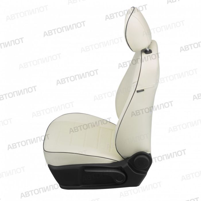 Seat covers Lada Vesta from 2015 to 2022, sedan, station wagon, cross, pattern Stitching, eco-leather, white, Autopilot