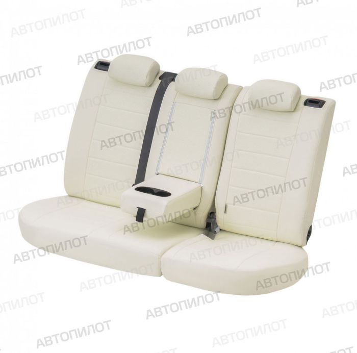 Seat covers Lada Vesta from 2015 to 2022, sedan, station wagon, cross, pattern Stitching, eco-leather, white, Autopilot