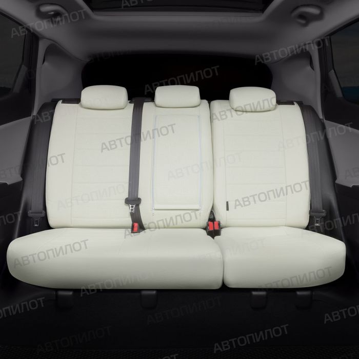 Seat covers Lada Vesta from 2015 to 2022, sedan, station wagon, cross, pattern Stitching, eco-leather, white, Autopilot