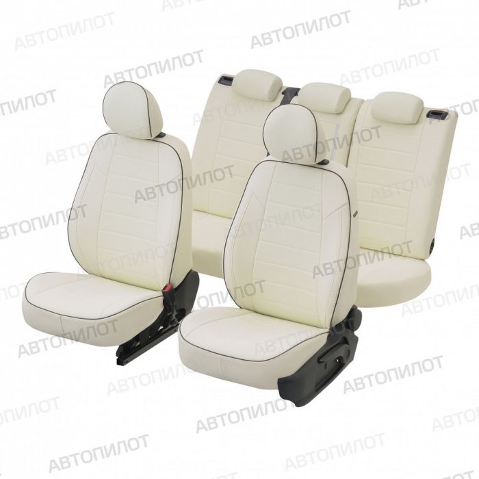 Seat covers for Kia Rio from 2017 to 2022, incl. X-Line, pattern Stitching, eco leather, white, Autopilot