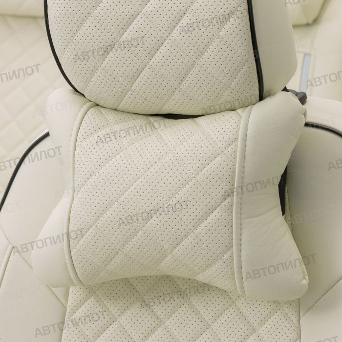 Seat covers Lada Vesta from 2015 to 2022, sedan, station wagon, cross, Rhombus pattern, eco-leather, white, Autopilot