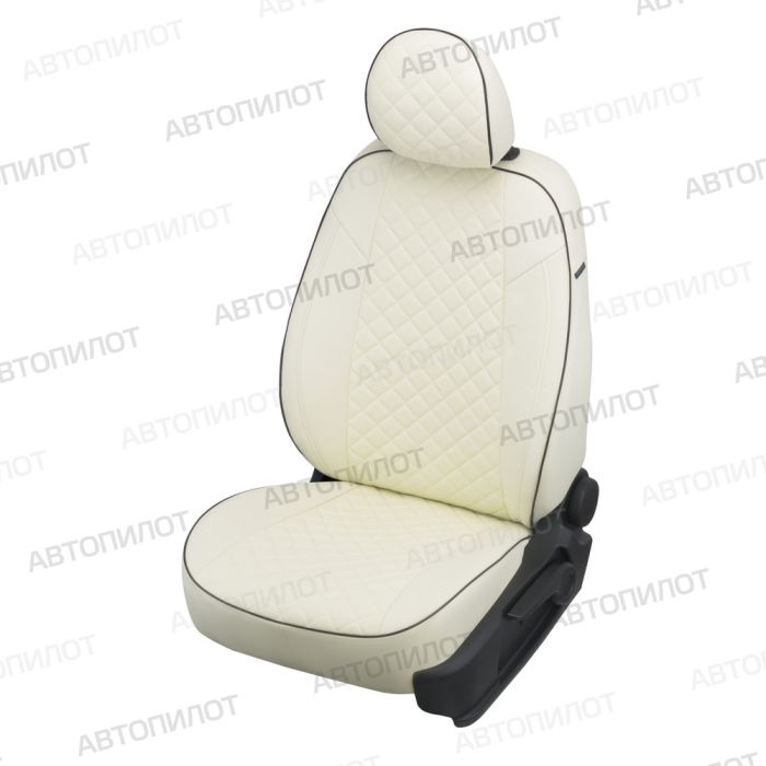 Seat covers Lada Vesta from 2015 to 2022, sedan, station wagon, cross, Rhombus pattern, eco-leather, white, Autopilot