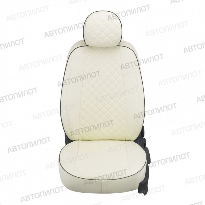 Seat covers Lada Vesta from 2015 to 2022, sedan, station wagon, cross, Rhombus pattern, eco-leather, white, Autopilot