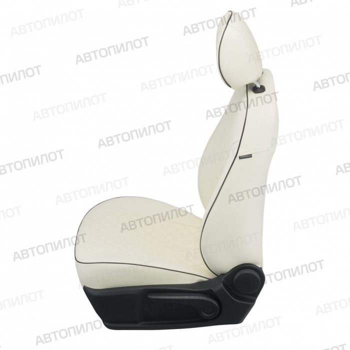 Seat covers Lada Vesta from 2015 to 2022, sedan, station wagon, cross, Rhombus pattern, eco-leather, white, Autopilot