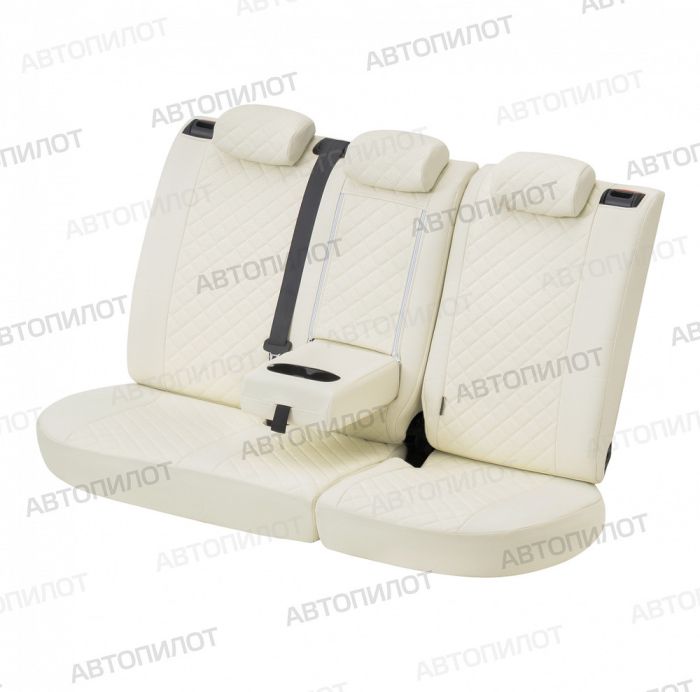 Seat covers Lada Vesta from 2015 to 2022, sedan, station wagon, cross, Rhombus pattern, eco-leather, white, Autopilot