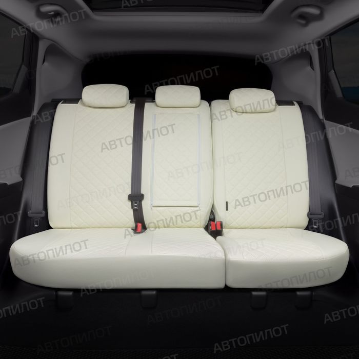 Seat covers Lada Vesta from 2015 to 2022, sedan, station wagon, cross, Rhombus pattern, eco-leather, white, Autopilot