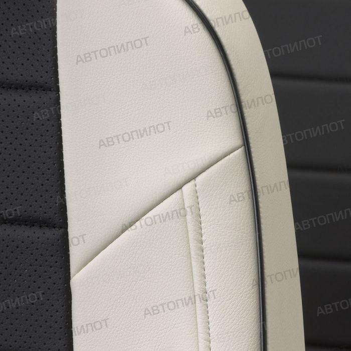 Seat covers for Kia Ceed from 2012 to 2018, 3 doors, pattern Stitching, eco leather, white + black, Autopilot