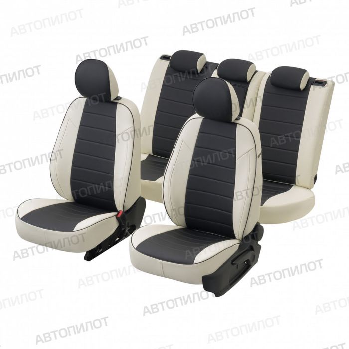 Seat covers for Kia Ceed from 2012 to 2018, 3 doors, pattern Stitching, eco leather, white + black, Autopilot