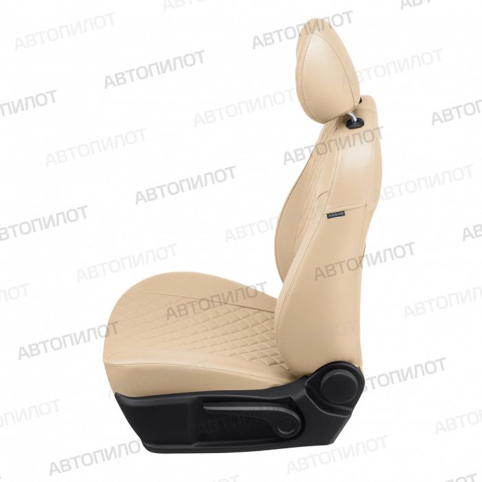 Seat covers for Mitsubishi L200 from 2015 to 2022, Rhombus pattern, eco leather, beige, Autopilot