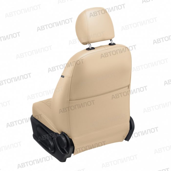 Seat covers for Mitsubishi L200 from 2015 to 2022, Rhombus pattern, eco leather, beige, Autopilot