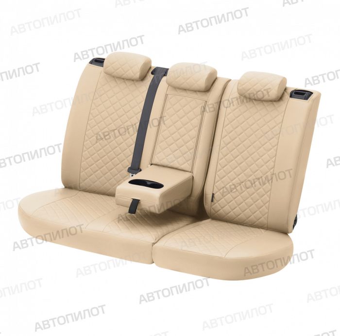 Seat covers for Mitsubishi L200 from 2015 to 2022, Rhombus pattern, eco leather, beige, Autopilot