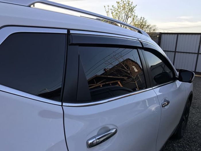 Window deflectors Nissan X-Trail from 2014 to 2023, with stainless molding, OEM-Tuning art. BNSXT1423