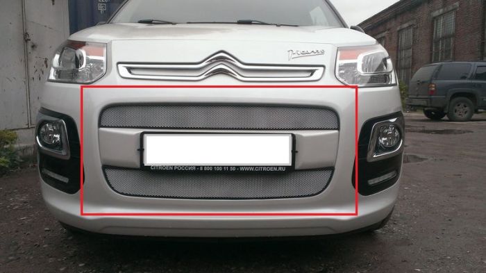 Radiator mesh Citroen C3 from 2012 to 2017, 2 parts, silver, Standart, AllEst