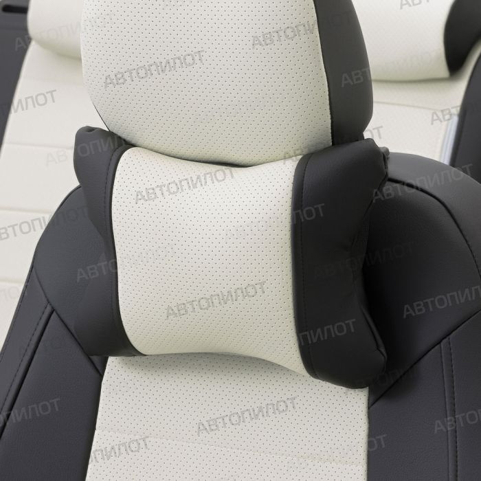 Peugeot Expert seat covers from 2007 to 2016, 8 seats, pattern Stitching, eco leather, black + white, Autopilot