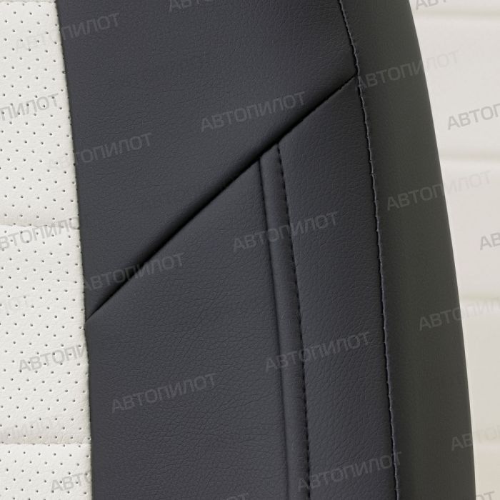 Seat covers for Nissan X-Trail T32 from 2015 to 2022, pattern Stitching, eco leather, black + white, Autopilot