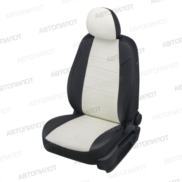 Peugeot Expert seat covers from 2007 to 2016, 8 seats, pattern Stitching, eco leather, black + white, Autopilot