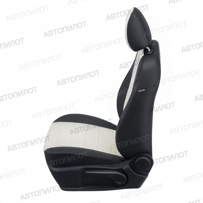 Peugeot Expert seat covers from 2007 to 2016, 8 seats, pattern Stitching, eco leather, black + white, Autopilot