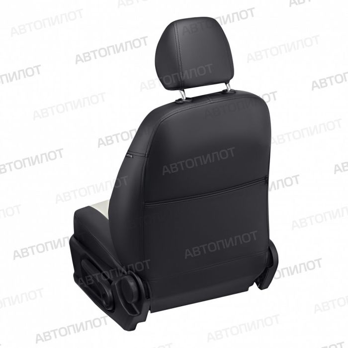 Peugeot Expert seat covers from 2007 to 2016, 8 seats, pattern Stitching, eco leather, black + white, Autopilot