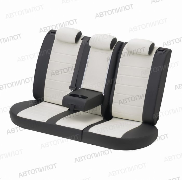 Seat covers for Nissan X-Trail T32 from 2015 to 2022, pattern Stitching, eco leather, black + white, Autopilot