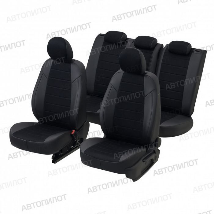 Seat covers for Volkswagen Tiguan from 2017 to 2022, Trendline without tables, Pattern Stitching, Alcantara, Black, Autopilot