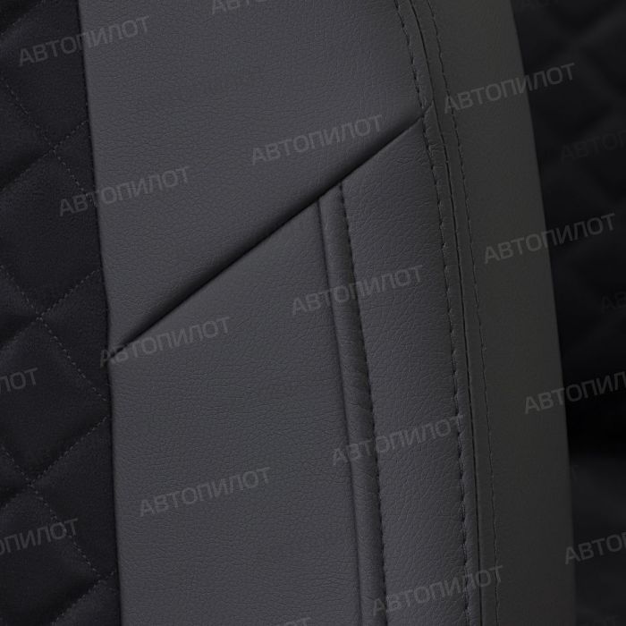 Seat covers for Peugeot 4007 from 2007 to 2012, diamond pattern, alcantara, black, Autopilot