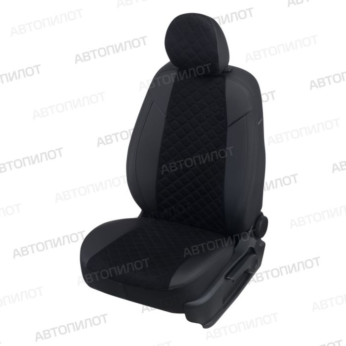 Hyundai Creta Seat Covers 2016 to 2021, Rhombus Pattern, Alcantara, Black, Autopilot