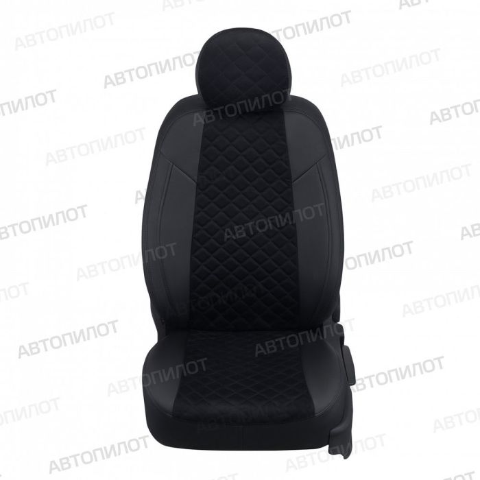 Hyundai Creta Seat Covers 2016 to 2021, Rhombus Pattern, Alcantara, Black, Autopilot