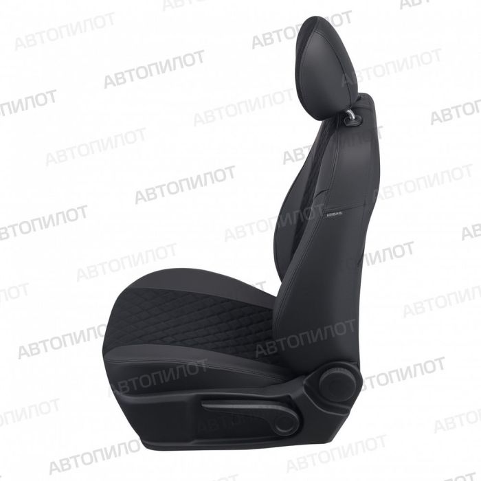 Seat covers for Peugeot 4007 from 2007 to 2012, diamond pattern, alcantara, black, Autopilot