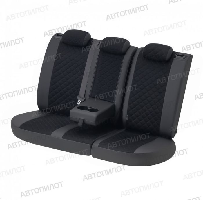 Seat covers for Peugeot 4007 from 2007 to 2012, diamond pattern, alcantara, black, Autopilot