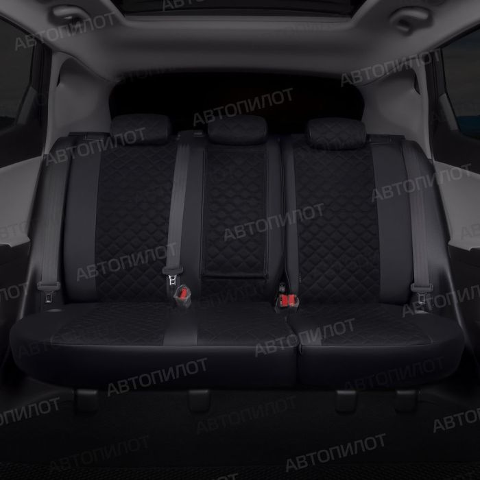 2017 to 2022 Hyundai Solaris Seat Covers 40/60 Rear Backrest Diamond Pattern Alcantara Black Autopilot