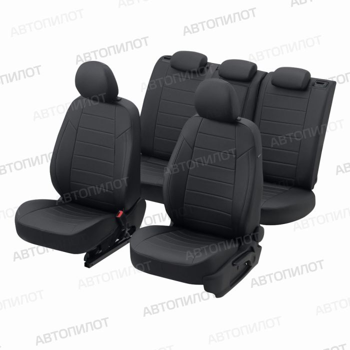 Seat covers for Skoda Rapid from 2014 to 2022, rear backrest 40/60, without armrest, pattern Stitching, eco leather, black, Autopilot