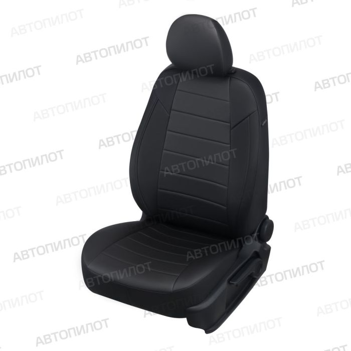 Seat covers for Mitsubishi Lancer 10 from 2012 to 2021, pattern Stitching, eco leather, black, Autopilot