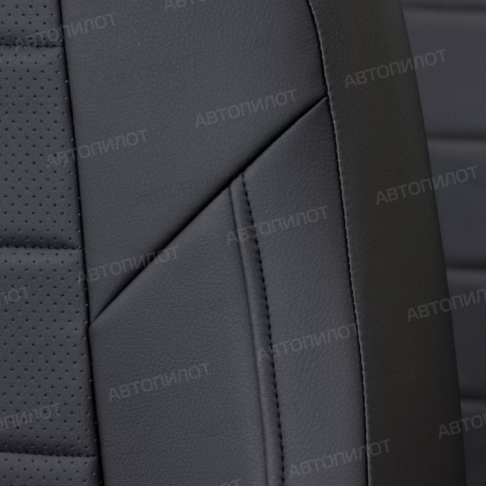 Seat covers for Mitsubishi Lancer 10 from 2012 to 2021, pattern Stitching, eco leather, black, Autopilot