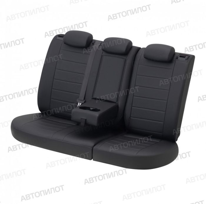 Seat covers for Mitsubishi Lancer 10 from 2012 to 2021, pattern Stitching, eco leather, black, Autopilot