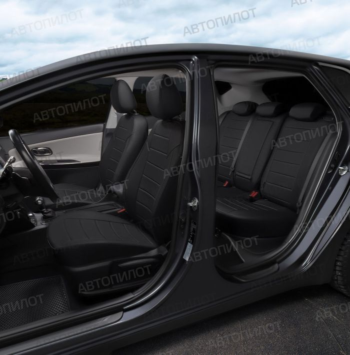 Seat covers for Kia Ceed from 2012 to 2018, 3 doors, pattern Stitching, eco leather, black, Autopilot