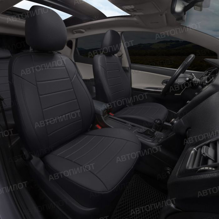 Seat covers for Kia Rio from 2017 to 2022, incl. X-Line, pattern Stitching, eco leather, black, Autopilot