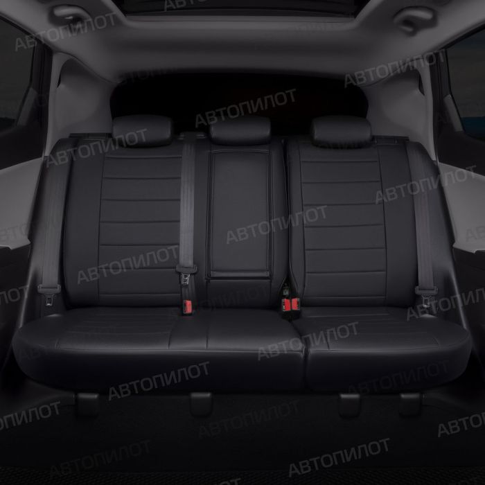 Seat covers for Mitsubishi Lancer 10 from 2012 to 2021, pattern Stitching, eco leather, black, Autopilot