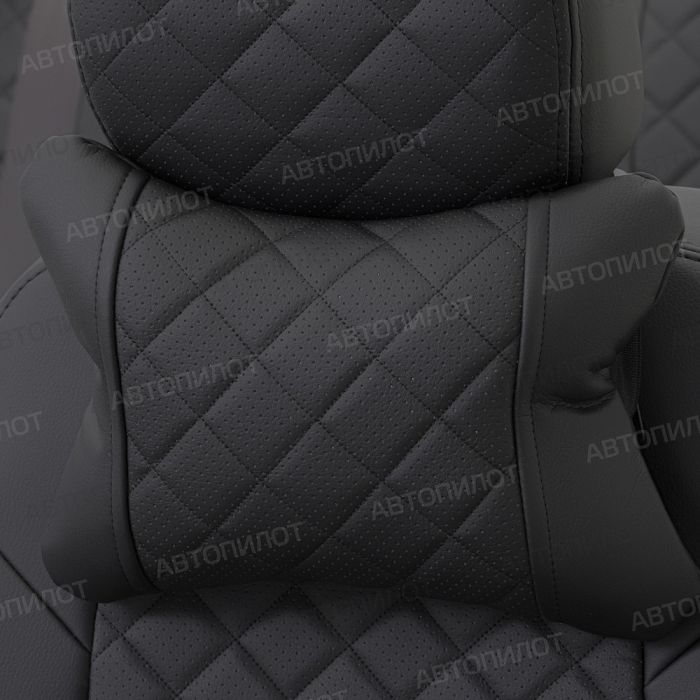 Seat covers Ravon R4 from 2016 to 2021, Rhombus pattern, eco leather, black, Autopilot