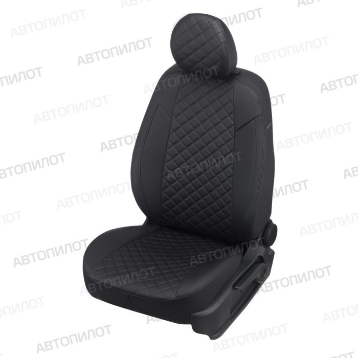 Seat covers for Skoda Rapid from 2014 to 2022, rear backrest 40/60, without armrest, Rhombus pattern, eco-leather, black, Autopilot