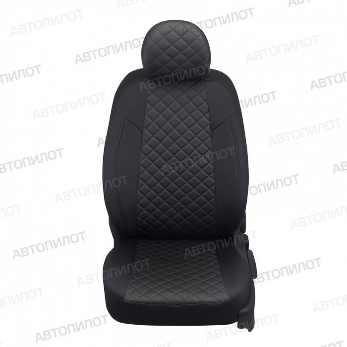 Seat covers for Skoda Rapid from 2014 to 2022, rear backrest 40/60, without armrest, Rhombus pattern, eco-leather, black, Autopilot