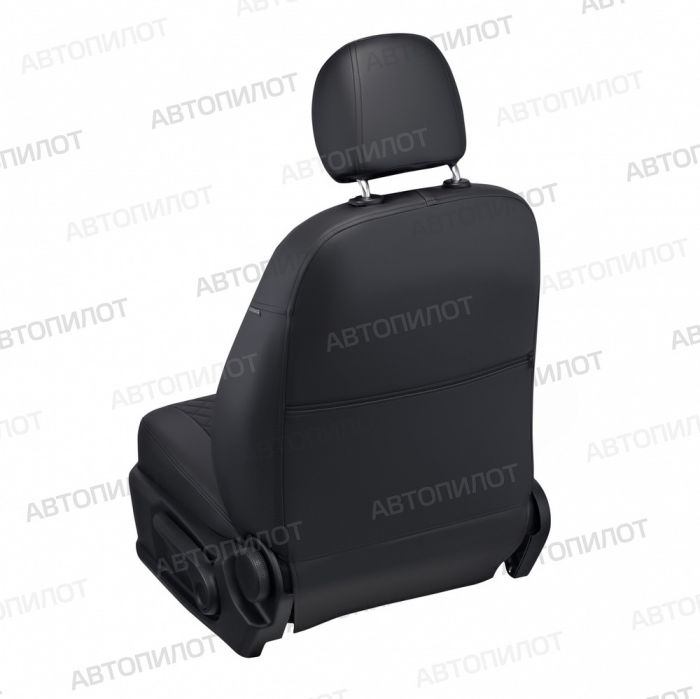 Seat covers for Skoda Rapid from 2014 to 2022, rear backrest 40/60, without armrest, Rhombus pattern, eco-leather, black, Autopilot