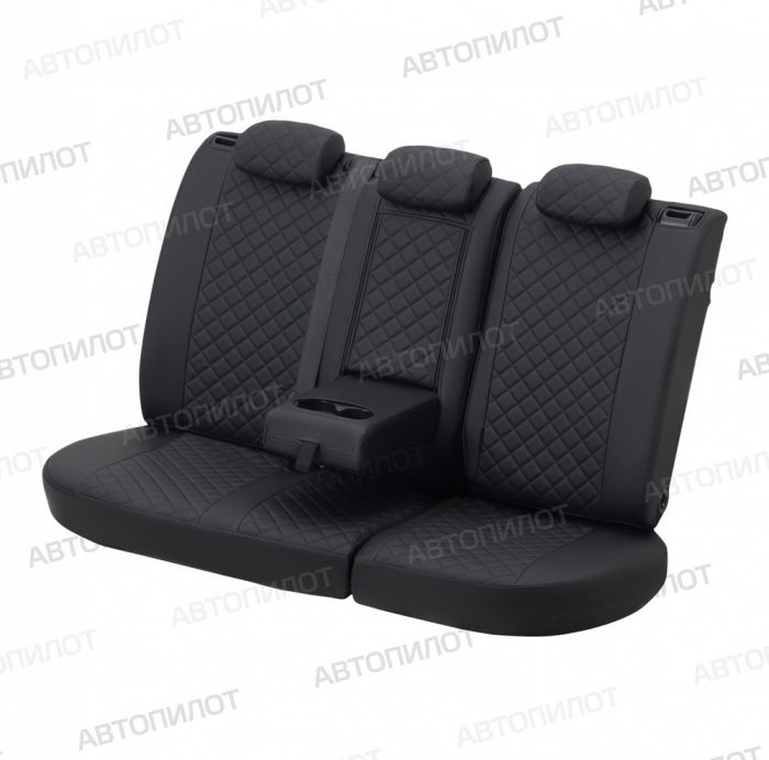 Seat covers Ravon R4 from 2016 to 2021, Rhombus pattern, eco leather, black, Autopilot