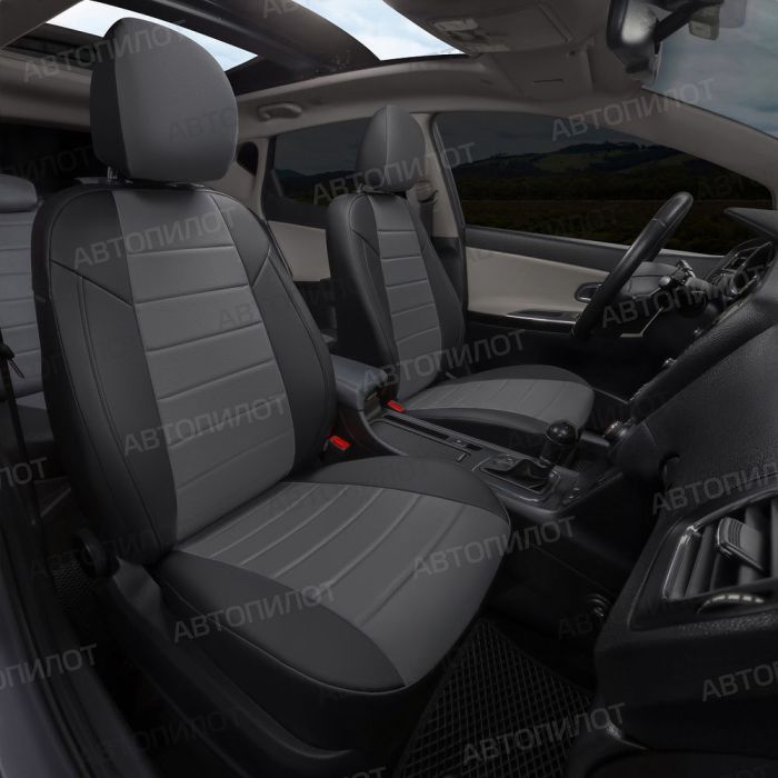 Seat covers for Kia Rio from 2017 to 2022, incl. X-Line, pattern Stitching, Alcantara, black + grey, Autopilot