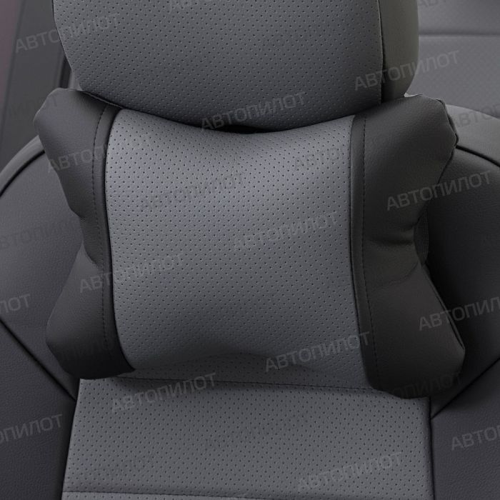 Renault Duster seat covers from 2015 to 2021, rear backrest split 40/60, pattern Stitching, eco leather, black + grey, Autopilot