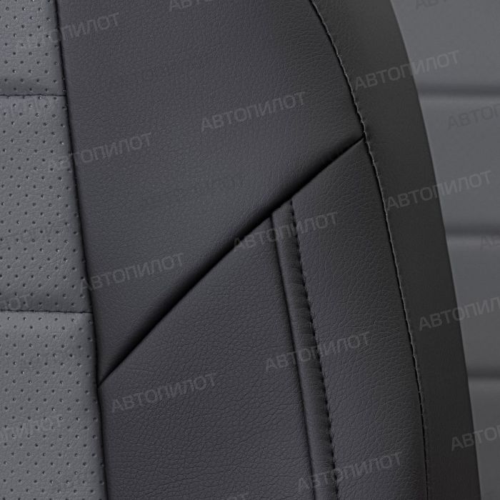 Seat covers for Kia Seltos from 2020 to 2022, pattern Stitching, eco leather, black + grey, Autopilot