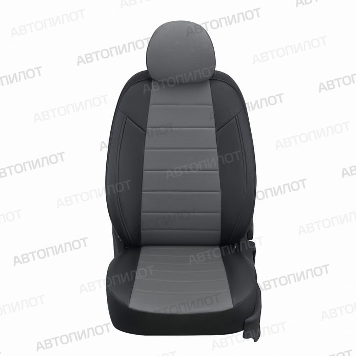 Seat covers Lada Vesta from 2015 to 2022, sedan, station wagon, cross, pattern Stitching, eco-leather, black + gray, Autopilot