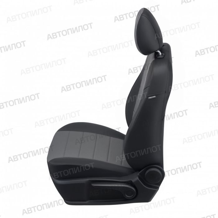 Renault Duster seat covers from 2015 to 2021, rear backrest split 40/60, pattern Stitching, eco leather, black + grey, Autopilot